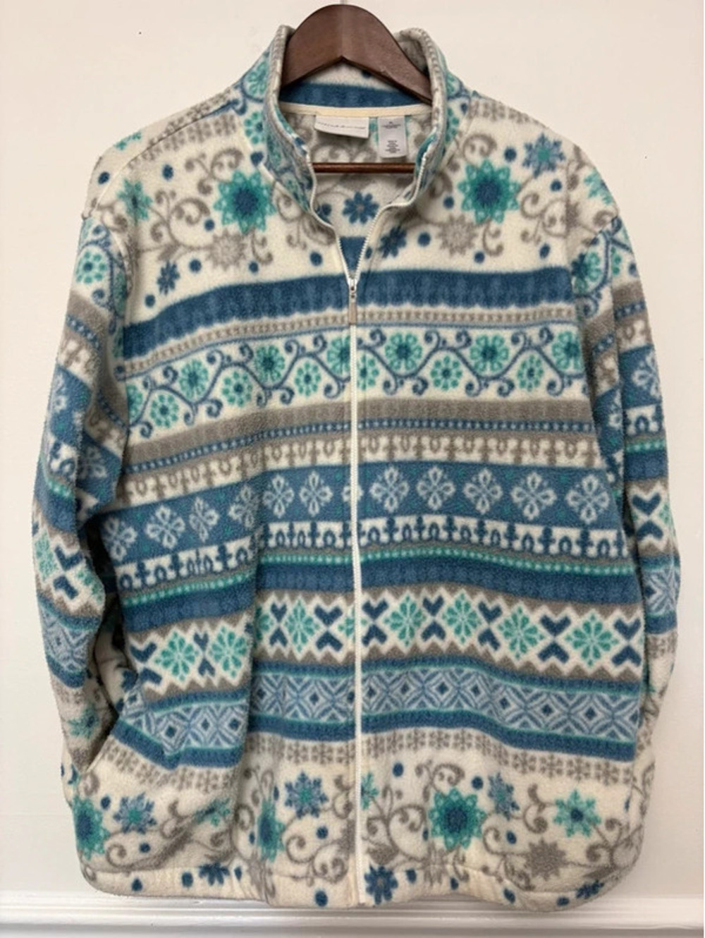 Nordic Women’s XL Blue Snowflake Full-Zip Fleece Jacket